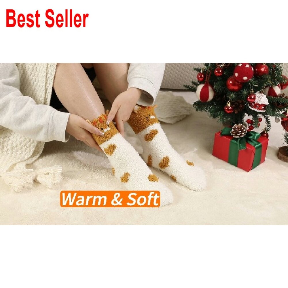 Cozy Winter Fuzzy Slipper Socks Soft Warm Fluffy Home Sleep Wear - Picture 8 of 8
